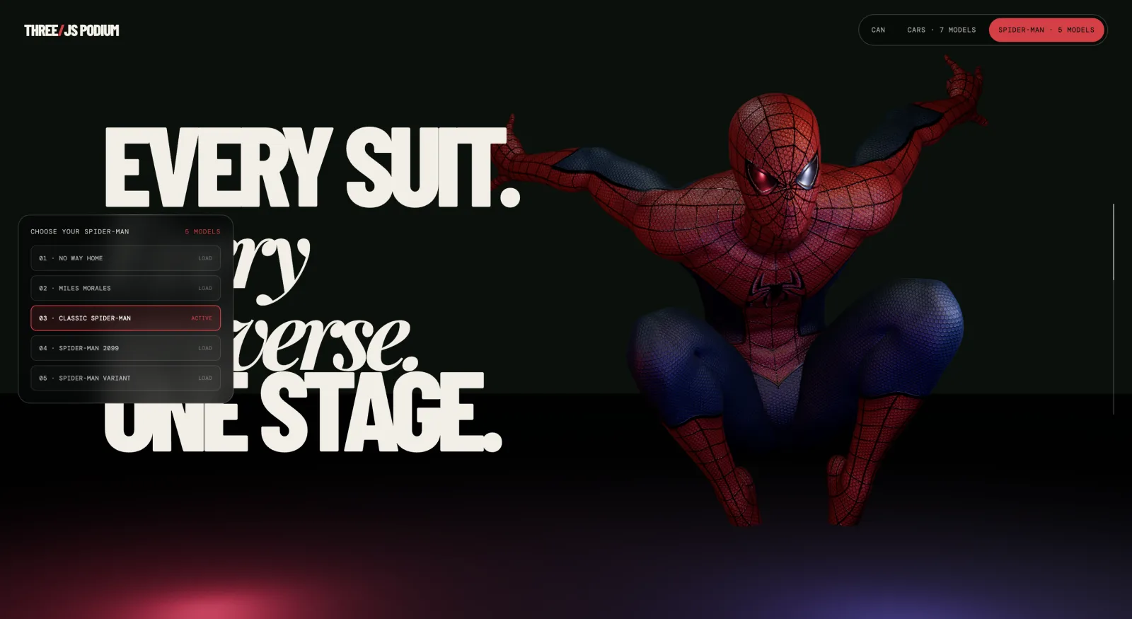 Three.js Podium screenshot